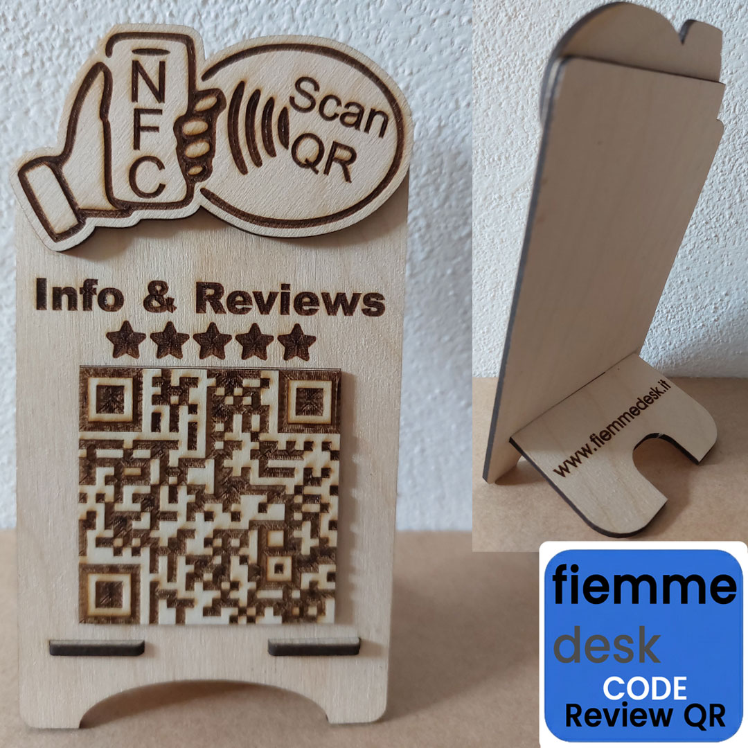 Fiemme Desk Review Suppoto in legno QR + NFC